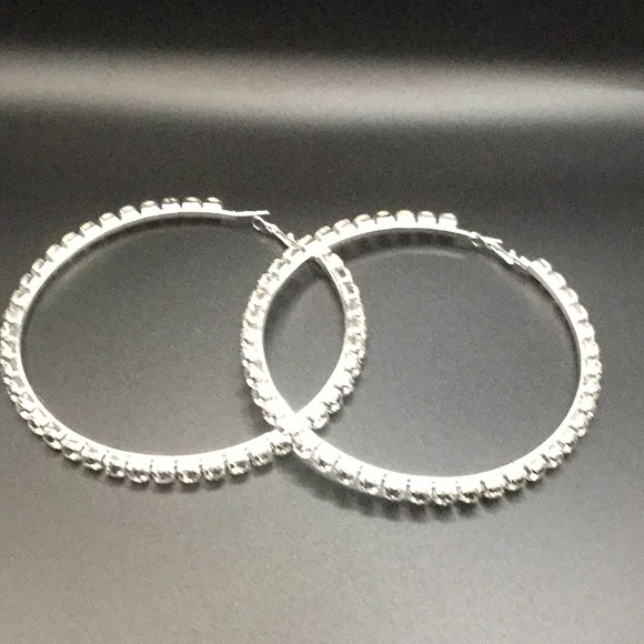 Rhinestone Hoop Earrings - Picture 3 of 3